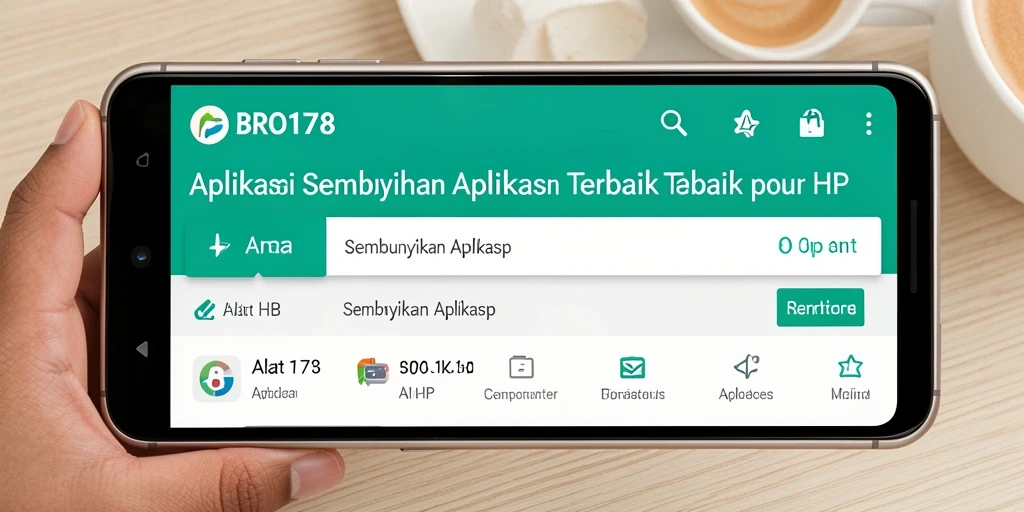 Tampilan antarmuka utama <strong>BRO178</strong> yang menonjolkan fungsi Sembunyikan Aplikasi.