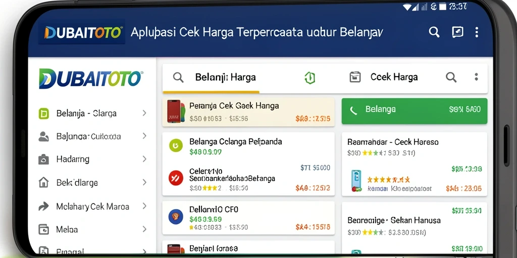 Tampilan antarmuka aplikasi DUBAITOTO dengan fitur Cek Harga.