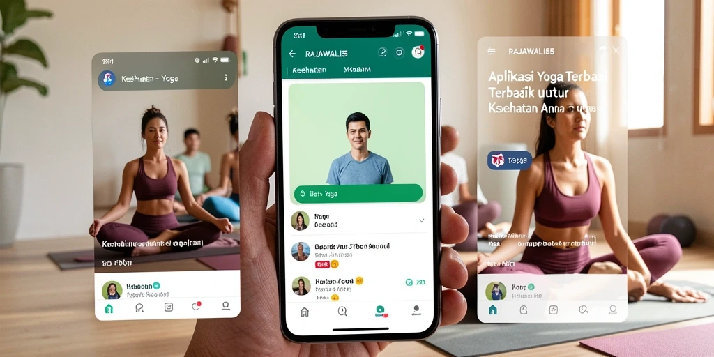 Antarmuka aplikasi RAJAWALI55 dengan berbagai pilihan latihan Yoga.