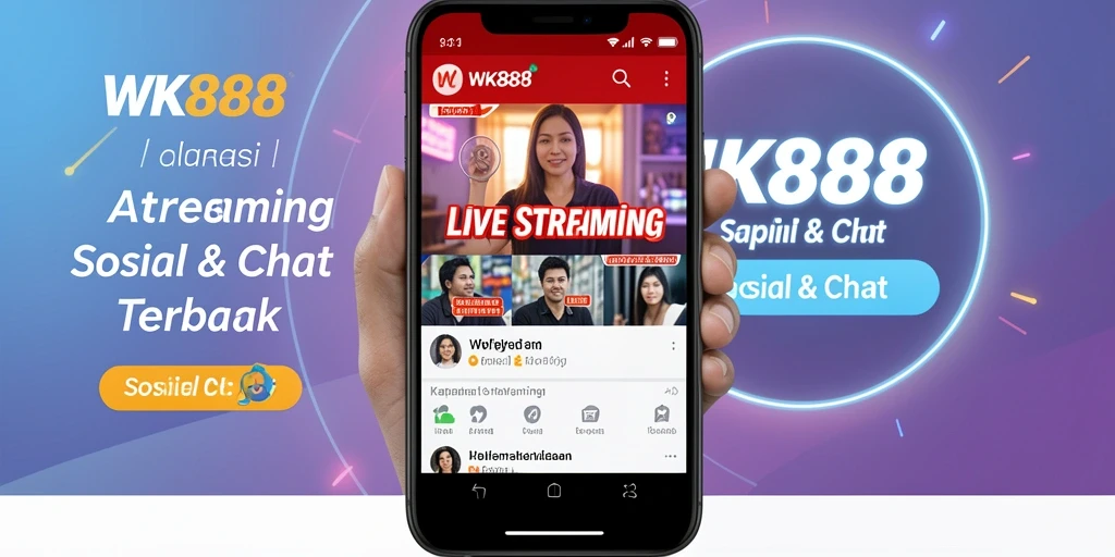Antarmuka aplikasi WK888 dengan fungsi Live Streaming yang interaktif.